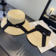 Dior Fashion Versatile Straw Bow Top Hat Empty Top Hat 57CM