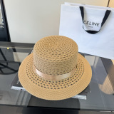 Yves Saint Laurent Fashion Versatile Sunshade Flat Top Straw Hat 57CM