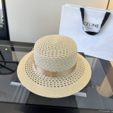 Yves Saint Laurent Fashion Versatile Sunshade Flat Top Straw Hat 57CM