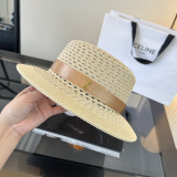 Yves Saint Laurent Fashion Versatile Sunshade Flat Top Straw Hat 57CM