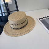 Chrome Hearts Couple Fashion Versatile Sunshade Straw Hat Flat Top Hat