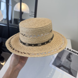 Chrome Hearts Couple Fashion Versatile Sunshade Straw Hat Flat Top Hat