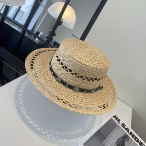 Chrome Hearts Couple Fashion Versatile Sunshade Straw Hat Flat Top Hat
