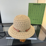Gucci Fashion Horseclip Straw Hat Versatile Sunshade Hat 57CM