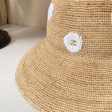 Chanel Fashion Polkadot Lafite Grass Basin Hat Versatile Folding Sunshade Hat