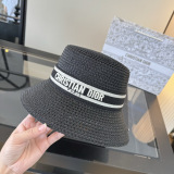 Dior Fashion Versatile Straw Hat Summer Sunscreen Bucket Hat 57CM