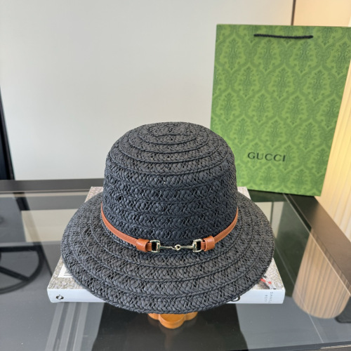 Gucci Fashion Horseclip Straw Hat Versatile Sunshade Hat 57CM