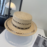 Chrome Hearts Couple Fashion Versatile Sunshade Straw Hat Flat Top Hat