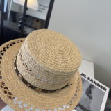 Chrome Hearts Couple Fashion Versatile Sunshade Straw Hat Flat Top Hat