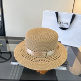 Yves Saint Laurent Fashion Versatile Sunshade Flat Top Straw Hat 57CM