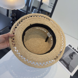 Chrome Hearts Couple Fashion Versatile Sunshade Straw Hat Flat Top Hat