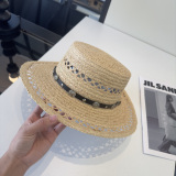 Chrome Hearts Couple Fashion Versatile Sunshade Straw Hat Flat Top Hat