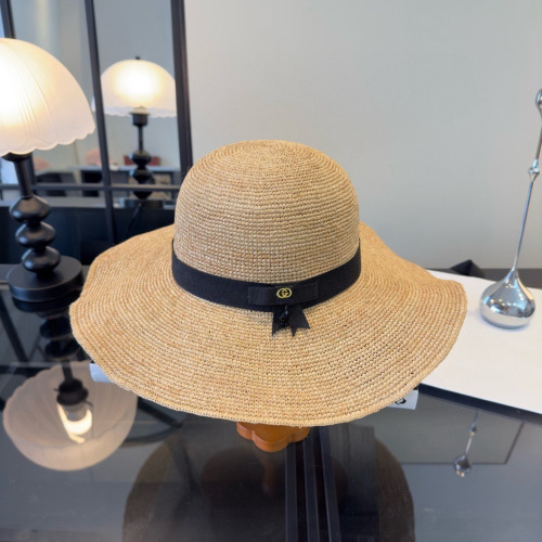 Gucci Fashion Versatile Lafite Straw Hat Beach Sunshade Big Eaves Hat