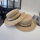 Chrome Hearts Couple Fashion Versatile Sunshade Straw Hat Flat Top Hat