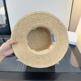 Prada Fashion Versatile Sunshade Flat Top Straw Hat 57CM