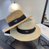 Prada Fashion Versatile Flat Top Hat Beach Sunshade Cap 57CM
