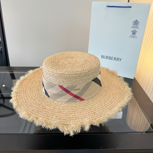 Burberry Summer Fashion Large Brimmed Straw Sunshade Hat