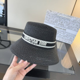 Dior Fashion Versatile Straw Hat Summer Sunscreen Bucket Hat 57CM