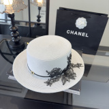 Chanel Fashion Versatile Sunshade Flat Top Straw Hat