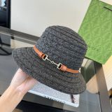 Gucci Fashion Horseclip Straw Hat Versatile Sunshade Hat 57CM