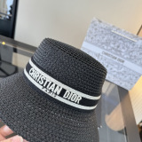 Dior Fashion Versatile Straw Hat Summer Sunscreen Bucket Hat 57CM