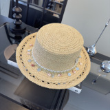 Louis Vuitton Fashion Versatile Flat Top Straw Hat Beach Sunshade Hat