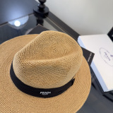 Prada Fashion Versatile Flat Top Hat Beach Sunshade Cap 57CM