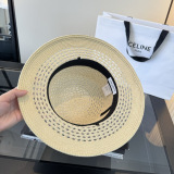 Yves Saint Laurent Fashion Versatile Sunshade Flat Top Straw Hat 57CM