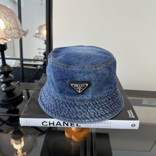 Prada New Fashion Triangle Logo Versatile Sunshade Cowboy Fisherman's Hat