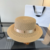 Yves Saint Laurent Fashion Versatile Sunshade Flat Top Straw Hat 57CM