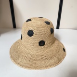Chanel Fashion Polkadot Lafite Grass Basin Hat Versatile Folding Sunshade Hat