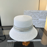 Dior Fashion Versatile Straw Hat Summer Sunscreen Bucket Hat 57CM