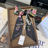 Dior Fashion Flower Double layer Hair Strap Double layer Silk Scarf Size: 100 x 6 CM