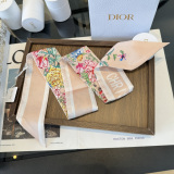 Dior Fashion Flower Double layer Hair Strap Double layer Silk Scarf Size: 100 x 6 CM