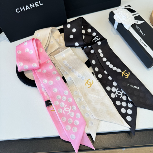 Chanel Fashion Twilly Pearl Wave Dot Hair Strap Silk Scarf Size: 120 x 5 CM
