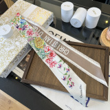 Dior Fashion Flower Double layer Hair Strap Double layer Silk Scarf Size: 100 x 6 CM