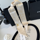Chanel Fashion Twilly Pearl Wave Dot Hair Strap Silk Scarf Size: 120 x 5 CM