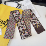 Fendi Fashion Versatile Double layer Hair Strap Diagonal Silk Scarf Size: 120 x 6 CM