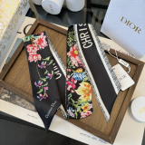 Dior Fashion Flower Double layer Hair Strap Double layer Silk Scarf Size: 100 x 6 CM