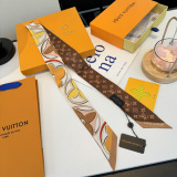 Louis Vuitton Twilly Double layer Hair Strap Silk Scarf Size: 120 x 5 CM