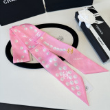 Chanel Fashion Twilly Pearl Wave Dot Hair Strap Silk Scarf Size: 120 x 5 CM
