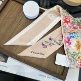 Dior Fashion Flower Double layer Hair Strap Double layer Silk Scarf Size: 100 x 6 CM