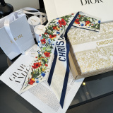 Dior Fashion Flower Double layer Hair Strap Double layer Silk Scarf Size: 100 x 6 CM