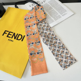 Fendi Fashion Versatile Double layer Hair Strap Diagonal Silk Scarf Size: 120 x 6 CM