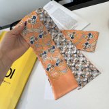 Fendi Fashion Versatile Double layer Hair Strap Diagonal Silk Scarf Size: 120 x 6 CM