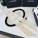 Chanel Fashion Twilly Pearl Wave Dot Hair Strap Silk Scarf Size: 120 x 5 CM