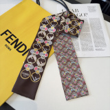Fendi Fashion Versatile Double layer Hair Strap Diagonal Silk Scarf Size: 120 x 6 CM