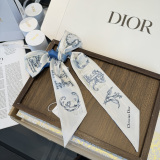 Dior Fashion Flower Double layer Hair Strap Double layer Silk Scarf Size: 100 x 6 CM