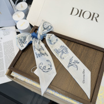 Dior Fashion Flower Double layer Hair Strap Double layer Silk Scarf Size: 100 x 6 CM