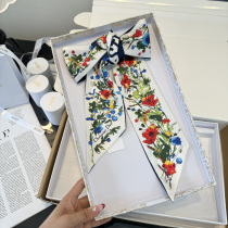 Dior Fashion Flower Double layer Hair Strap Double layer Silk Scarf Size: 100 x 6 CM